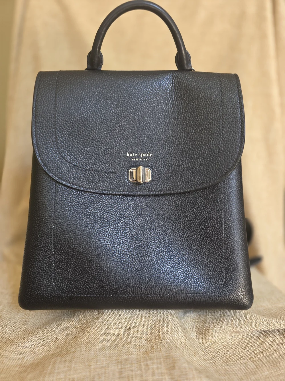 Kate Spade Essential Medium Black Pebbled Leather Top-Handle Backpack - MINT!